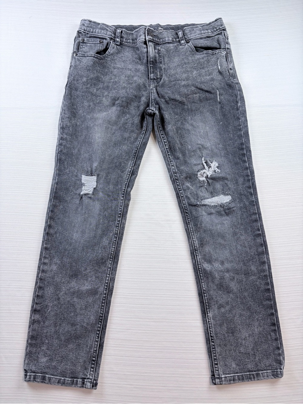 Wonder Nation Men's Distressed Gray Slim Jeans